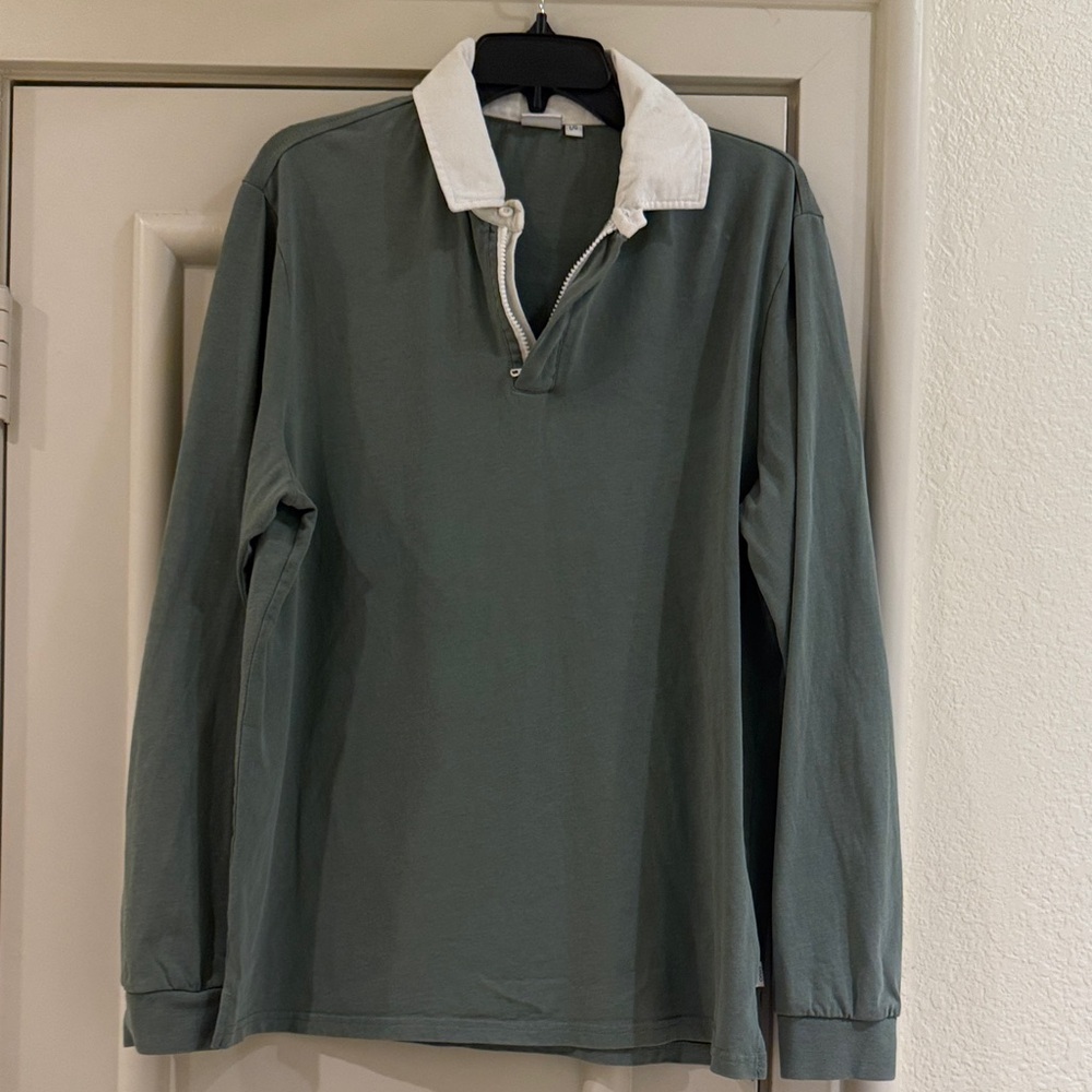 ONIA Green Long Sleeve Polo Shirt, Size L